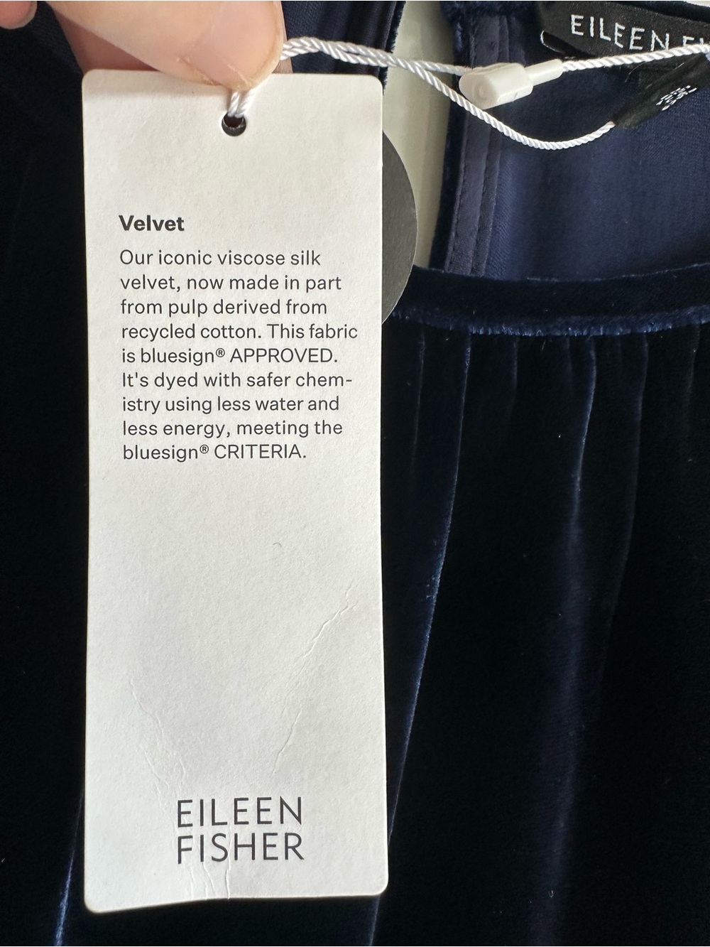 Eileen Fisher Navy Blue Velvet Dress Gown Sleeveless Size Large NWT - Picture 6 of 7